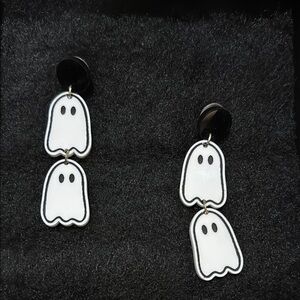Ghost Dangle Earrings in Black and White